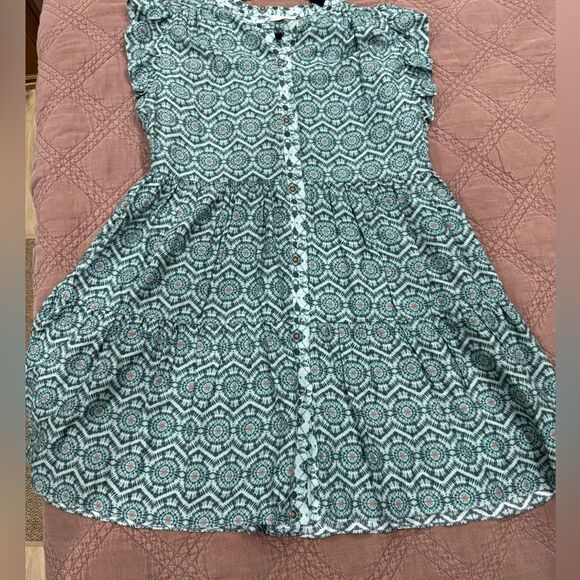 Marie Oliver Kara dress green and whitete geometric pattern size medium - Picture 5 of 7